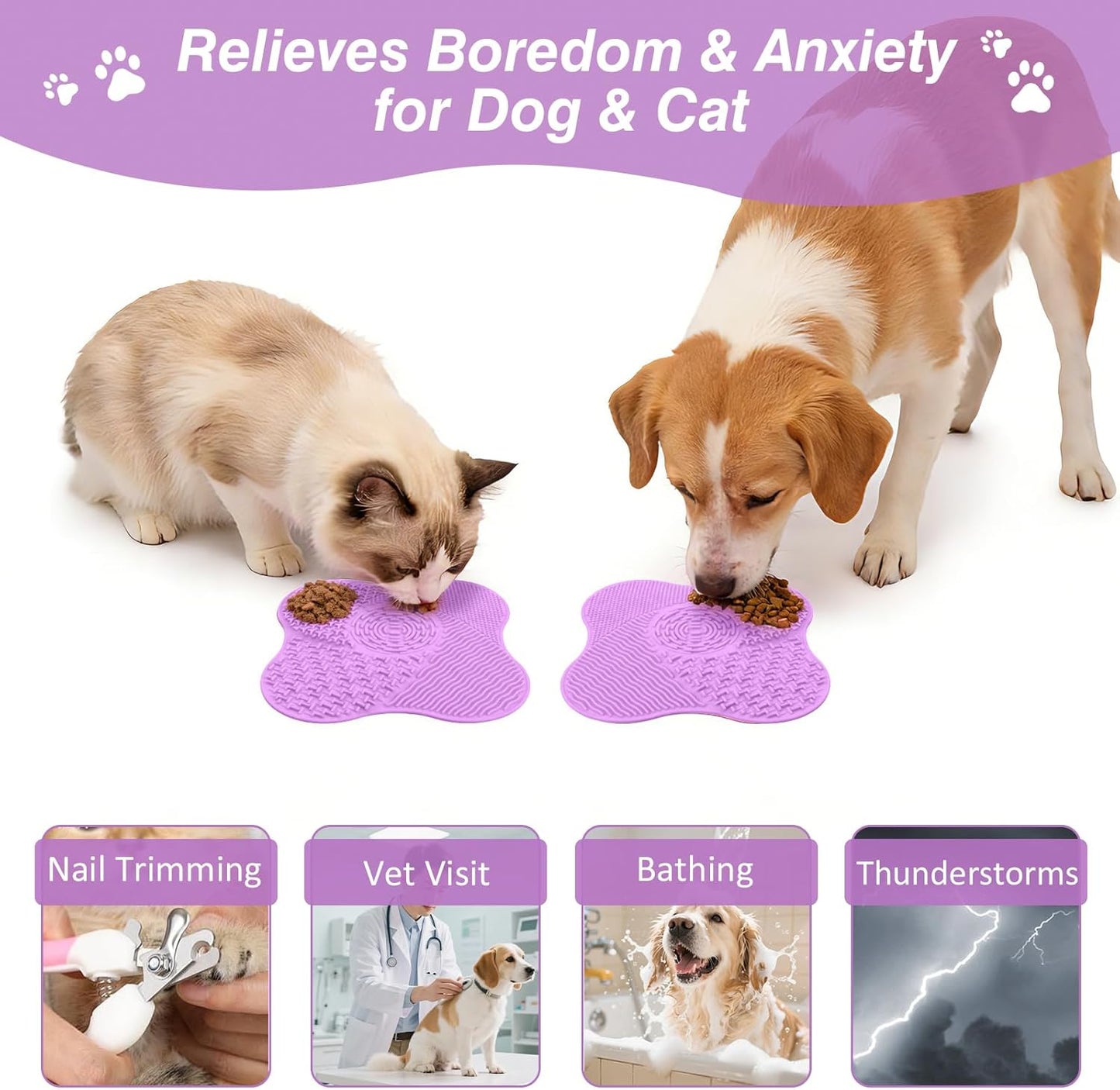 Lick Mat for Small Dogs with Suction Cups, Dog Lick Mat for Anxiety Relief, Slow Dog Feeder and Cat Licking Mat for Boredom Reducer, 1 Pack (Blue)