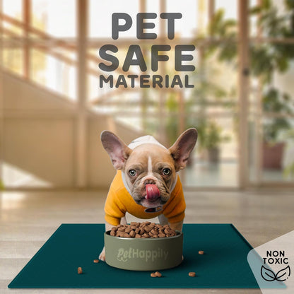 Dog Food Mat - Raised Edges Dogs Mat for Food and Water Prevent Spill, Waterproof Cat Food Mats Protect Floors, Easy Clean Dog Bowl Mats for Food and Water, Silicone Pet Feeding Placemats