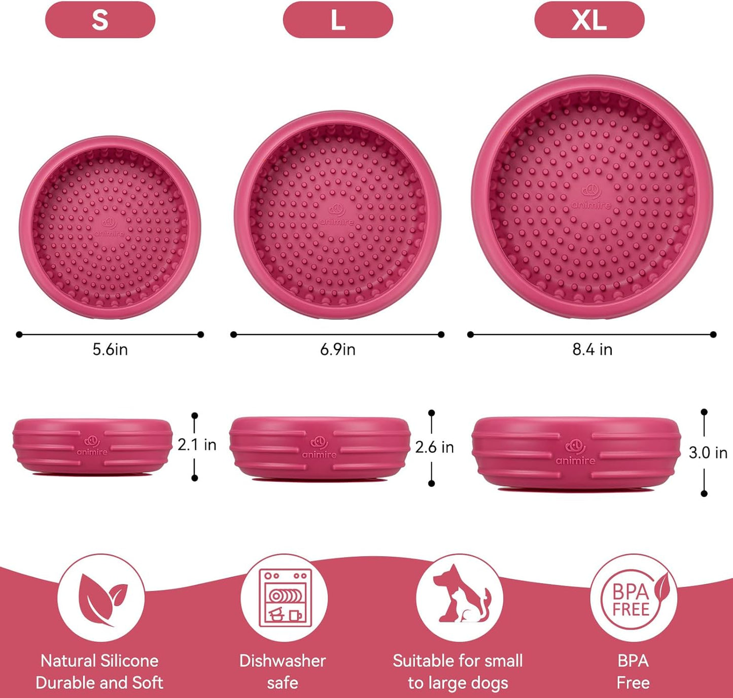 Dog Lick Bowl, Animire Freeze Lick Mat for Dogs, Non-Slip Slow Feeder Licking Bowl Enrichment Treat for Distraction Anxiety Relief, Food Grade Silicone, Dishwasher Safe(Pastel Purple,S)