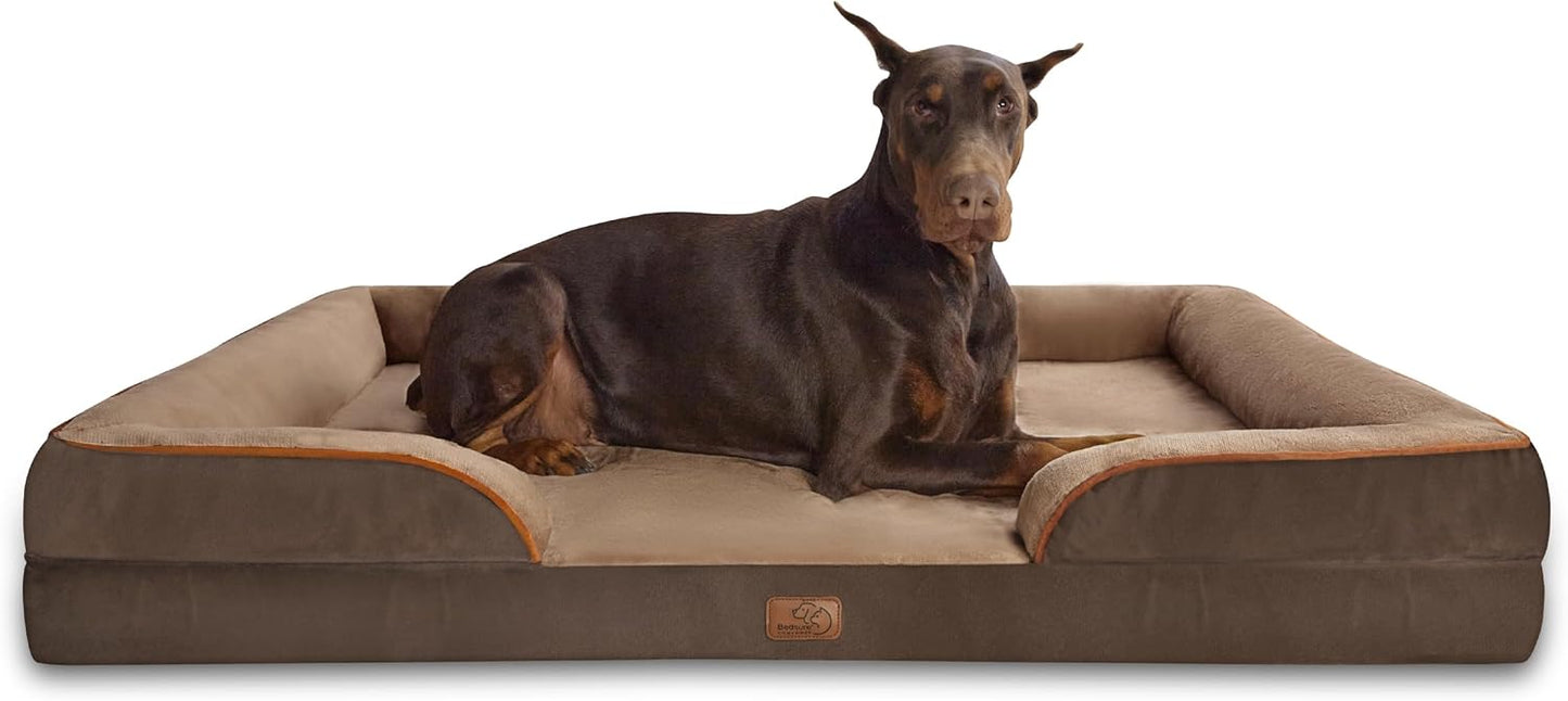 Bedsure Orthopedic Dog Bed Medium Size Dogs - Washable Small Medium Dog Cat Bed Waterproof, Comfort Cats Couch Sofa with Washable Removable Cover, Pets Bed with Nonskid Bottom, Grey, 28"