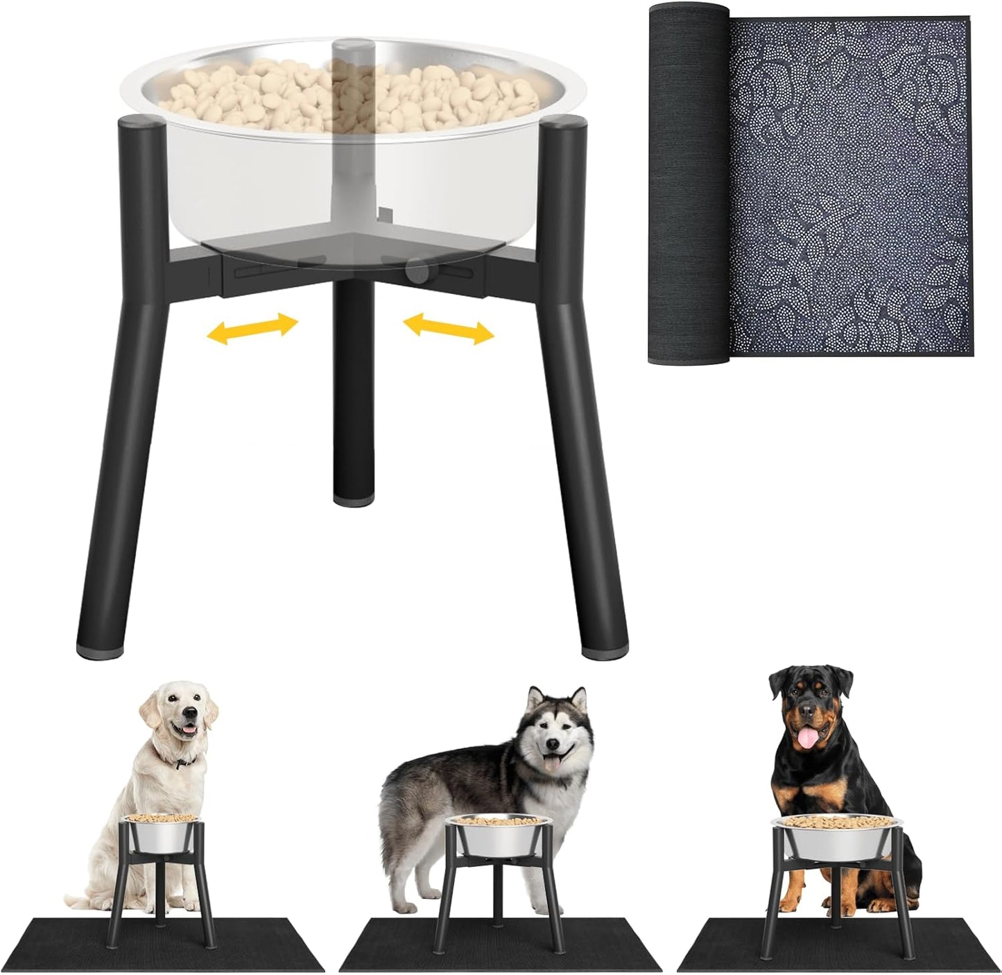 Elevated Dog Bowls for Large and Extra Large Dogs, Adjustable Width Dog Bowl Stand for 7-10.6" Wide Bowls, Food and Water Feeder, 13.7 in Tall Single Holder (Bowl Not Included)