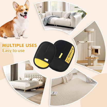 Wortade 3Pcs Pet Hair Removal Glove for Cats & Dogs, Efficient Grooming Gloves for Pet Hair, Cat Grooming Gloves for Hair Removal, Magic Pet Grooming Glove for Couch, Furniture, Carpet, Curtain 2L1S