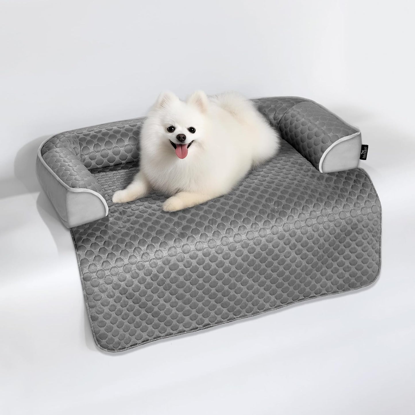 Calming Large Dog Bed for Couch, 41 x 37 inch Removable Couch Cover for Dogs Washable, Non-Slip Fluffy Plush Dog Sofa Mat for Furniture Protector - Grey