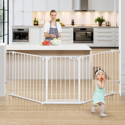 COMOMY 80" Extra Wide Baby Gate, Dog Gate for House Stairs Doorways Fireplace, Auto Close Pet Gate with Door Walk Through, 3 Metal Panels, Hardware Mounted Baby Fence Indoor Outdoor(30" Tall, Black)