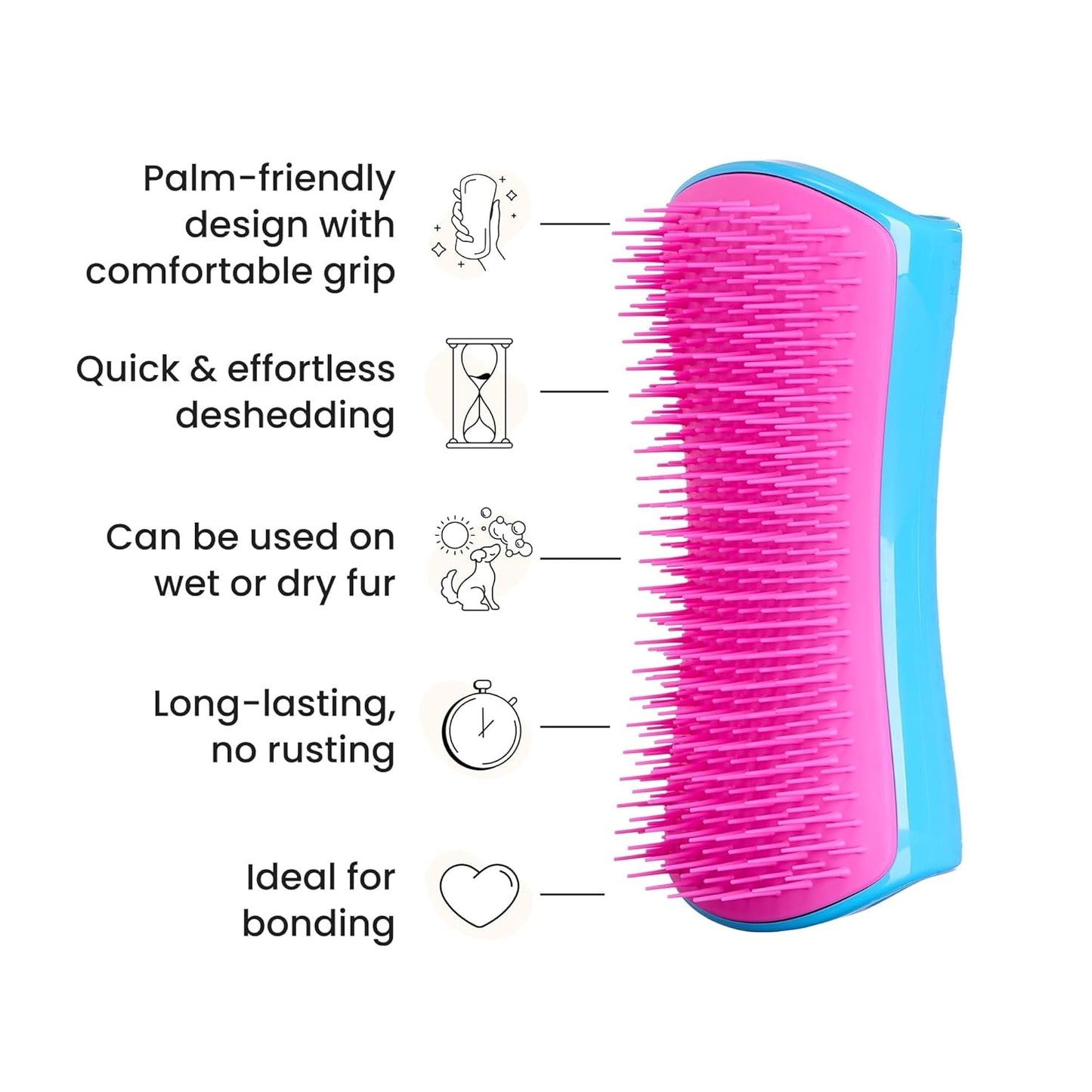 Pet Teezer De-Shedding Dog Brush by Tangle Teezer, Dog Grooming Tool for Long Haired Breeds and Wet or Dry Fur, Large, Blue & Pink
