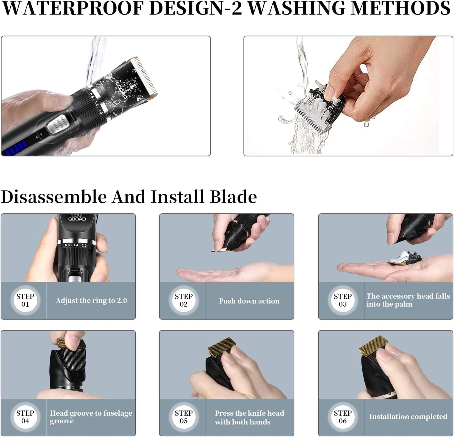 Dog Clippers for Grooming,Dog Grooming Kit for Heavy Thick Hair&Coats/Low Noise Rechargeable Cordless Hair Trimmer/Pet Shaver with Paw Trimmer for Small & Large Dogs Cats