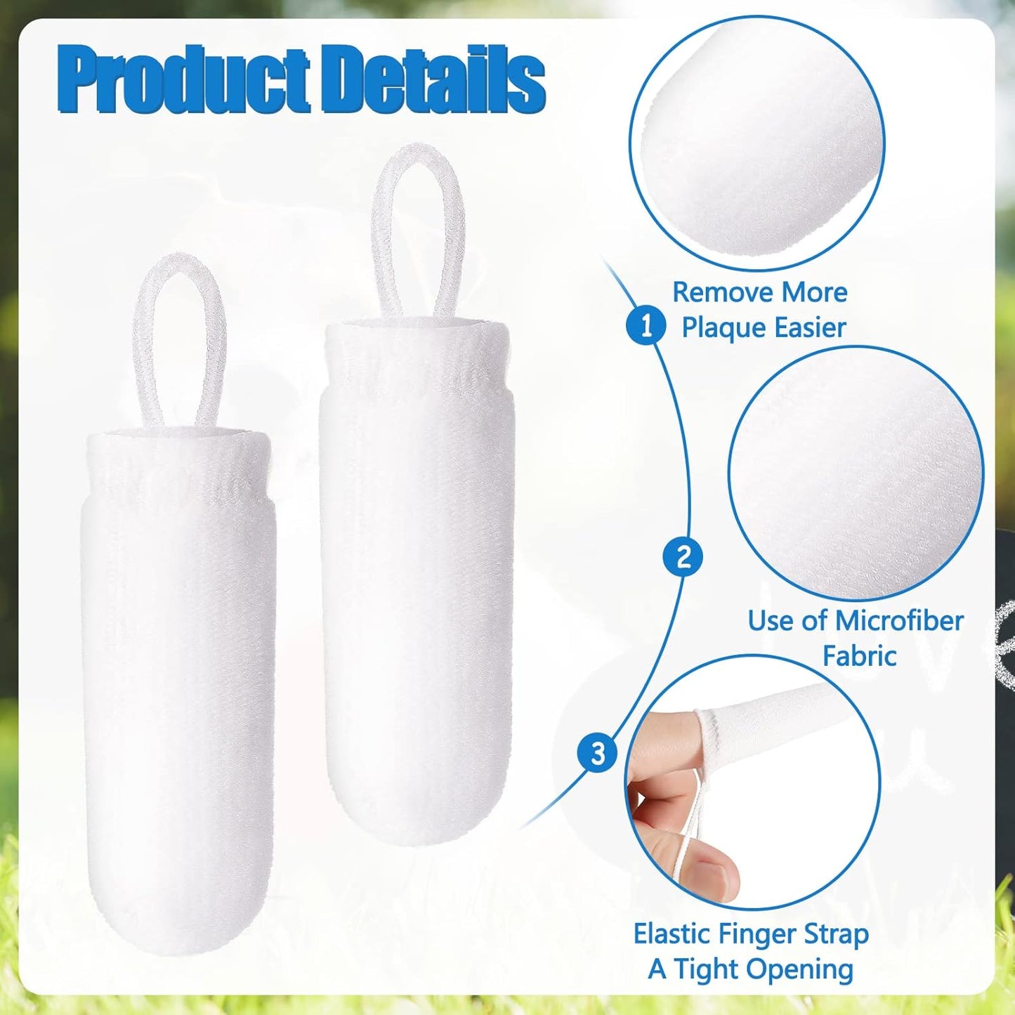 Chunful 20 Pcs Dog Fingerbrush Microfiber Full Soft Finger Toothbrush Pet Dental Finger Brush for Dog Cat Washable Teeth Cleaning Remove Plaque and Tartar