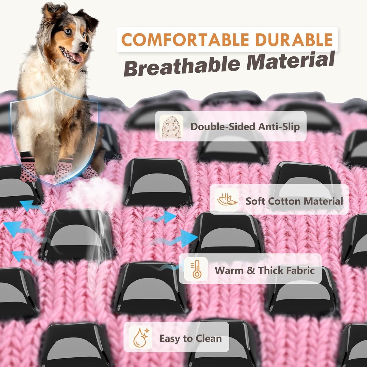 Anti Slip Dog Socks to Prevent Licking Paws, Dog Shoes for Hot/Cold Pavement, Dog Boots on Hardwood Floors, Traction Control Dog Booties & Paw Protectors for Small Medium Large Senior Dogs