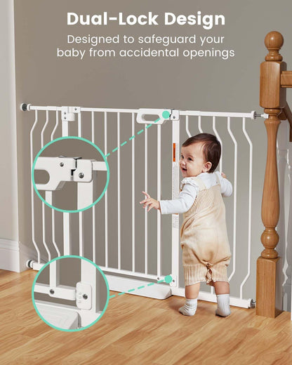 Mom's Choice-GROWNSY Baby Gate for Stairs, 30.5"-43" Pressure Mounted Pet Gate for Doorways-Auto Close Dog Gate for The House-Easy Installation & Walk Thru Wide Safety Gate, Black