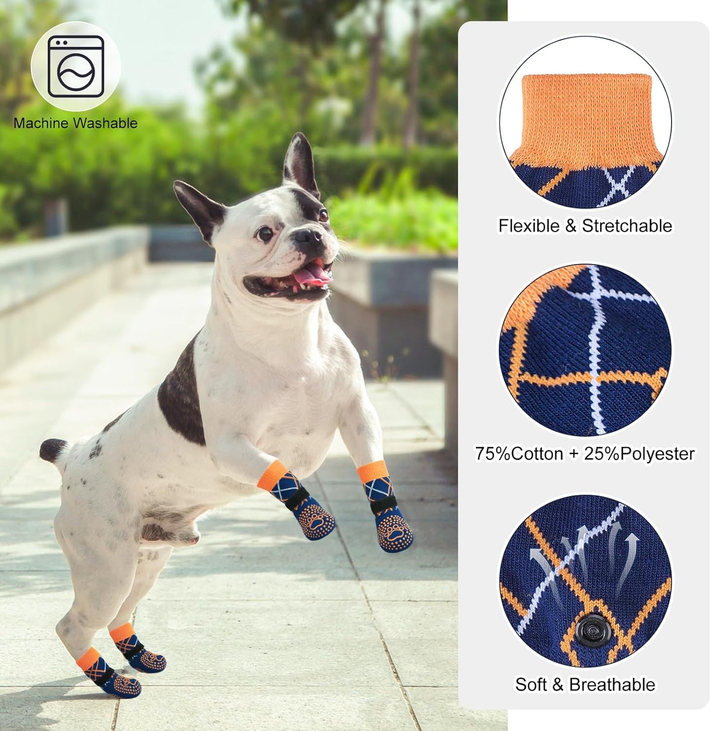 BEAUTYZOO 6PCS Dog Socks to Prevent Licking Paws, Anti Slip Dog Shoes for Hot Pavement Hardwood Floors, Traction Control Toe Grips Boots & Paw Protectors for Small Medium Large Senior Dogs, Grey S
