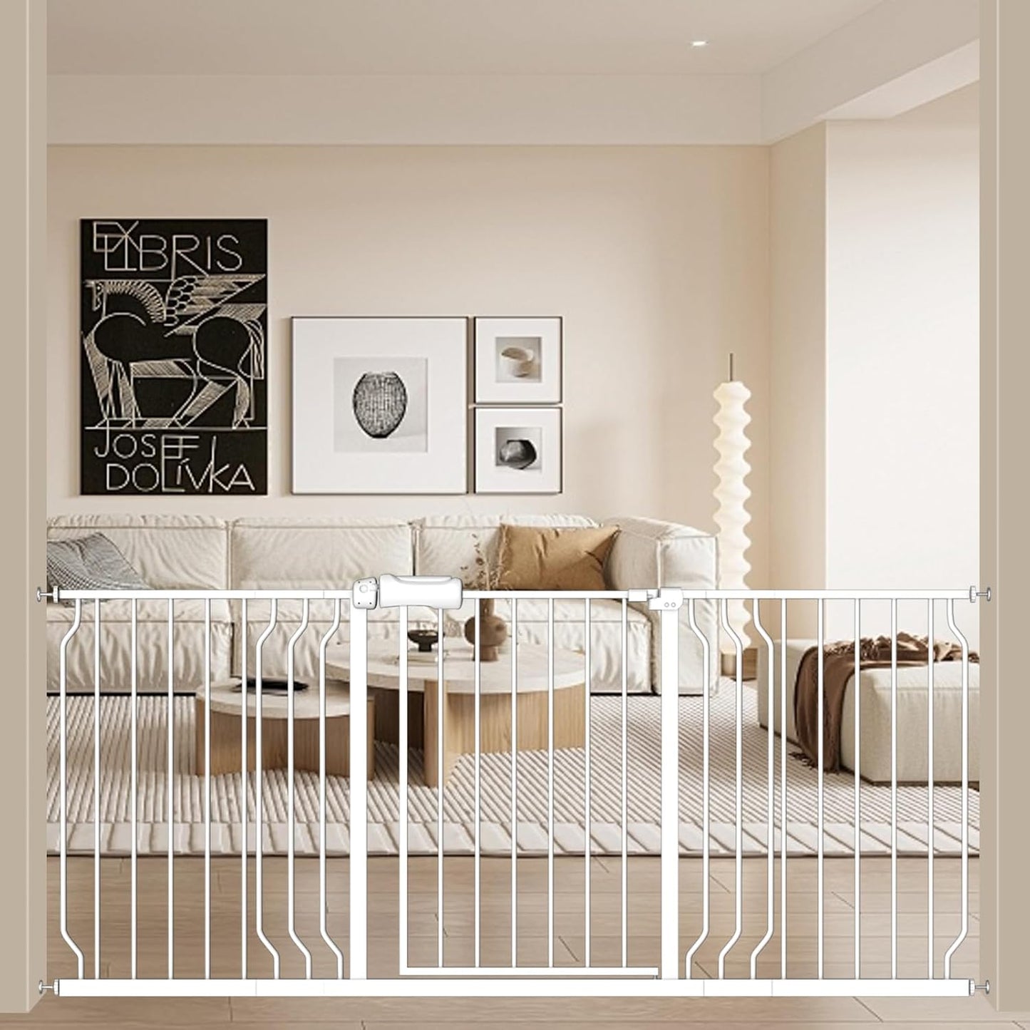 ALLAIBB Extra Wide Pressure Mount Baby Gate Auto Close Metal Child Dog Pet Safety Gates with Walk Through for Stairs,Doorways,Kitchen and Living Room (62.02-66.93"/158-170cm)