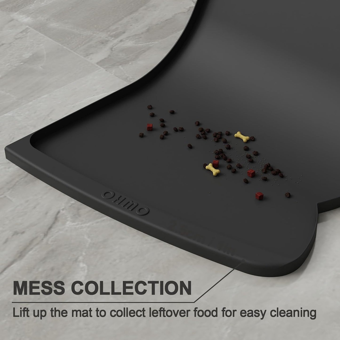 OHMO - Cat Food Mat, Silicone Pet Feeding Mat for Floor Non-Skid Waterproof Dog Water Bowl Tray, Easy to Clean Pet Placemat (Erythrinus, 18 * 9.8'')