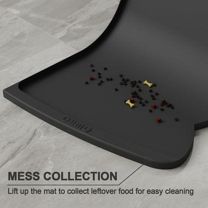 OHMO - Cat Food Mat, Silicone Pet Feeding Mat for Floor Non-Skid Waterproof Dog Water Bowl Tray, Easy to Clean Pet Placemat (Erythrinus, 18 * 9.8'')