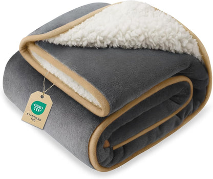 Luciphia Waterproof Bed Blanket Washable,Soft Sherpa Fleece Puppy Reversible Throw Blankets for Small Dog Cat,Furniture Cover Protector Couch Bed from Liquid Pee and Pet Fur, Light Grey, 40" x 28"