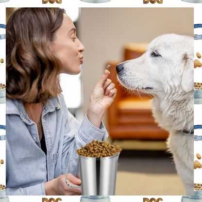 2 Cup Dog Food Scoop 304 Stainless Steel Dog Food Measuring Cups Pet Food Measuring Cups Scoop for Dog,Cat or Bird Food, Injection Molded and Dishwasher Safe