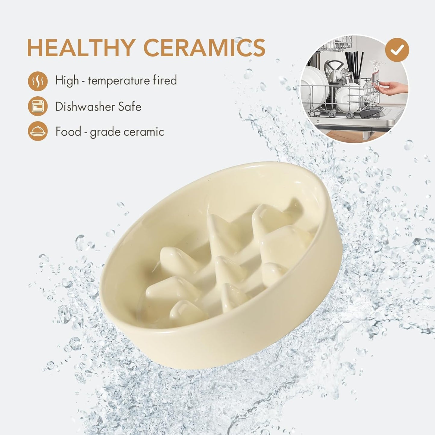 Havniva Ceramic Slow Feeder Dog Bowls, 1.6 Cups Dog Bowl Slow Feeding for Medium Breed, 8.2inch Puzzle Dog Food Bowl Slow Feeder Non-Slip Anti-Gulping and Anti-Choking Reduces Bloating
