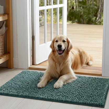 EHEYCIGA Super Absorbent Dog Door Mat for Muddy Paws 30x20 Inch Indoor, Front Doormat Outside Entrance, Quick Dry Chenille Washable Dog Crate Bed, Non-Slip Pet Rug Mud Mat Outdoor Entryway, Grey