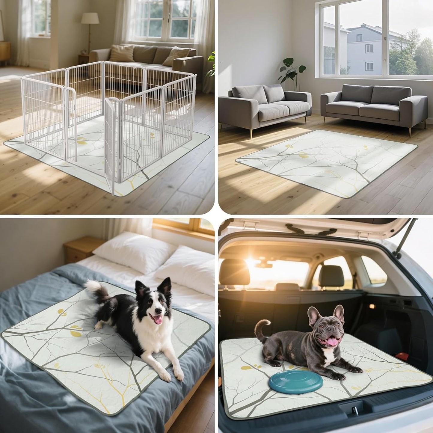 FXW Washable Pee Pads for Dogs, Puppy Pads with Super Absorbent, Specifically Designed for FXW Rollick/Homeplus 24inch 6 Panels Dog Playpen, 39" x 63" Rectangle, Khaki, 1 Pack