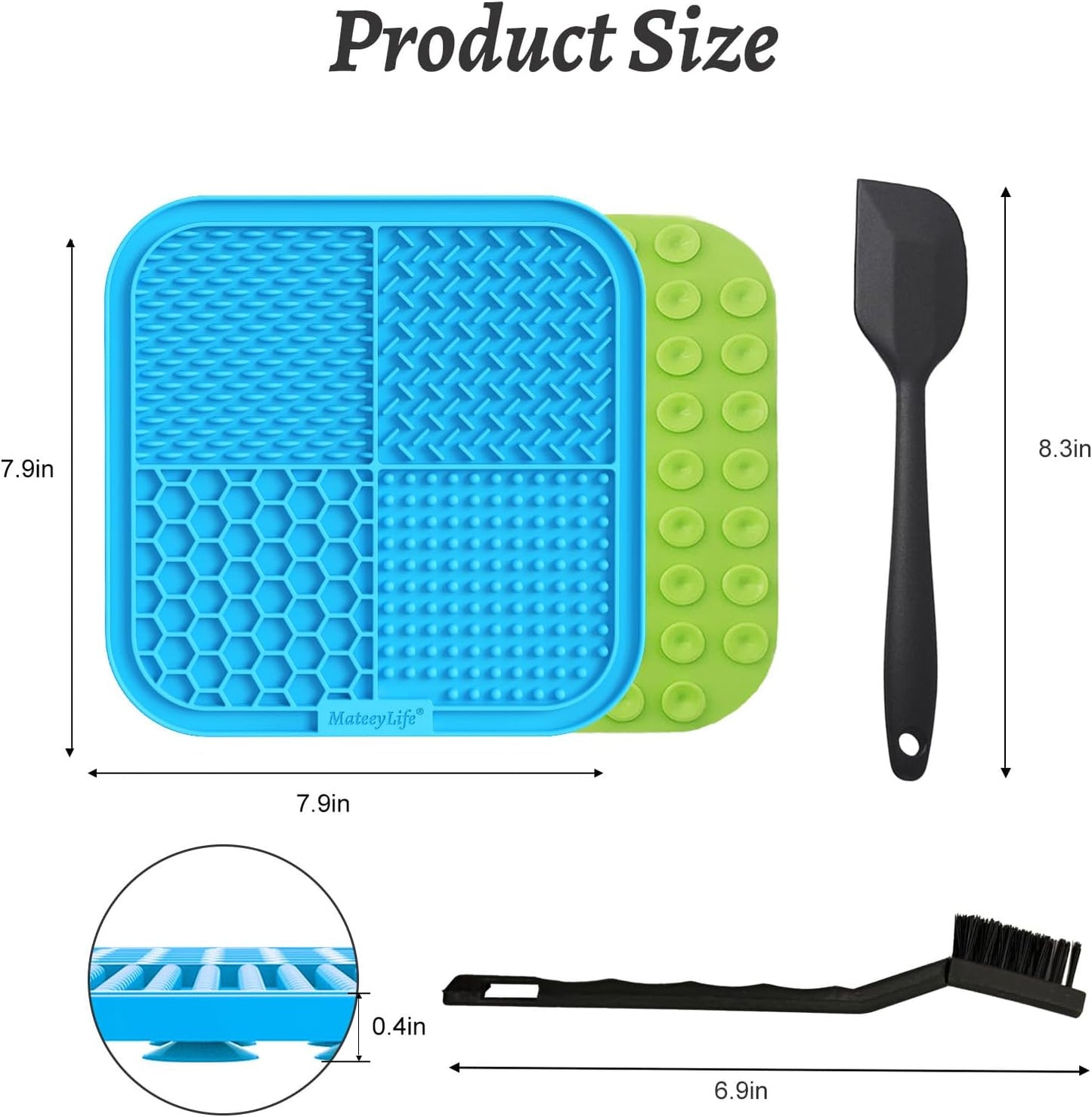 MateeyLife 2PCS Small Lick Mat for Dogs and Cats, Licking Mats for Dog Anxiety Relief, Cat Peanut Butter Lick Pad for Boredom Reducer, Dog Treat Mat Perfect for Bathing Grooming Blue&Green