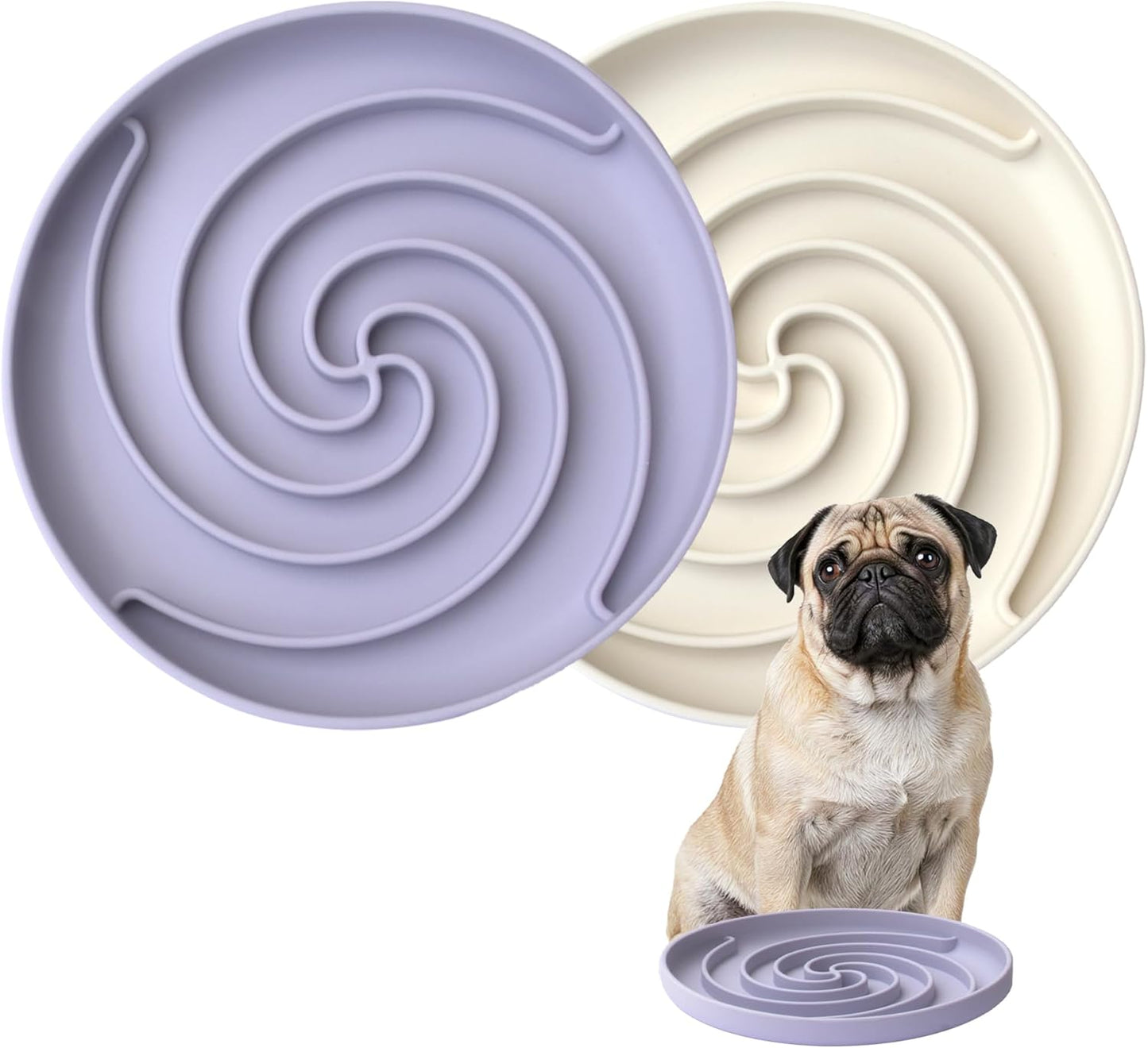 Bifeaw Slow Feeder Dog Bowls, Dishwasher Microwave Safe Silicone Puppy Puzzle Bowl with Non-Slip Design for Eating (Grey Green)