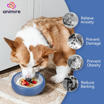 Dog Lick Bowl, Animire Freeze Lick Mat for Dogs, Non-Slip Slow Feeder Licking Bowl Enrichment Treat for Distraction Anxiety Relief, Food Grade Silicone, Dishwasher Safe(Pastel Purple,S)