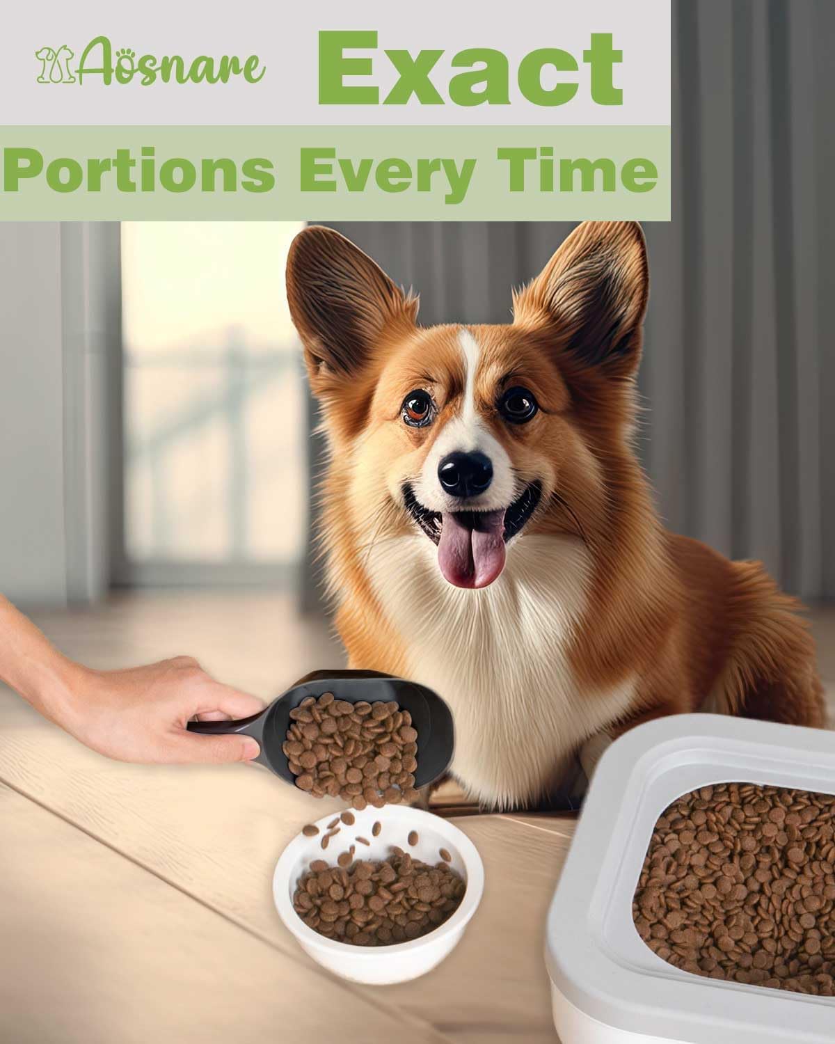 1 Cup Pet Food Scoop Set With Measuring Lines For Dog, Puppy and Cat (Black and White)