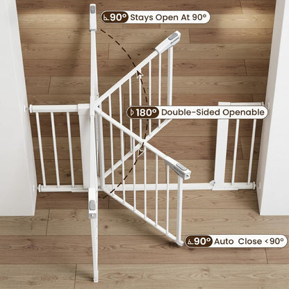 Mumeasy Baby Gate Extra Wide, 29.7-51'' Pressure Mounted Dog Gate with Walk Thru Door, Auto Close Pet Gate for House, Stairs, Doorways,Black