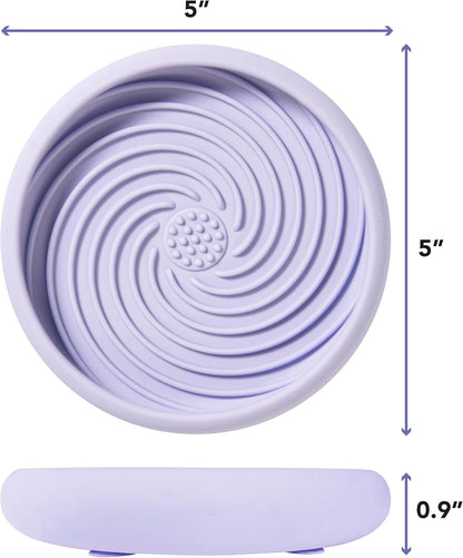Awoo Lick Dish - Silicone Lick Mat + Slow Feeder for Cats & Small Dogs - Non-Slip Design with Suction Cups - Dishwasher Safe, Extends Mealtime, Reduces Anxiety (Periwinkle)