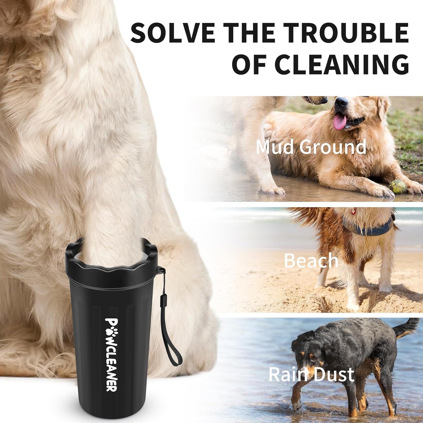 Professional 7 in 1 Dog Paw Cleaner for Dogs & Cats - Includes 1 Portable Paw Washer, 1 Bath Brush, 2 Dog Toothbrushes and 3 Absorbent Towels Note: Fits Paws up to 2 Inches Wide (Small, Blue)