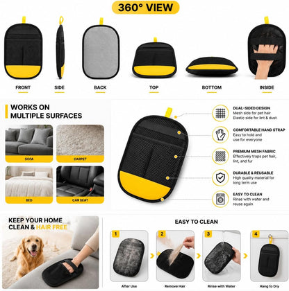 Pet Hair Remover Glove for Dogs & Cats – Reusable Fur Cleaning Mitt for Couch, Carpet, Furniture & Clothes – Easy Lint & Hair Removal Tool