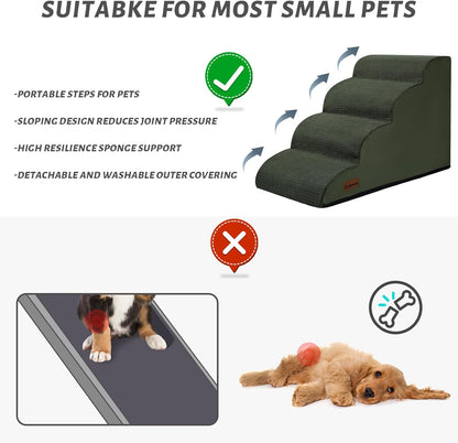 Aodisman 3-Step Dog Ramp and Stairs for Sofa and Chair - Non-Slip Sturdy Pet Steps for Small Dogs and Cats,15.7" H,Grey