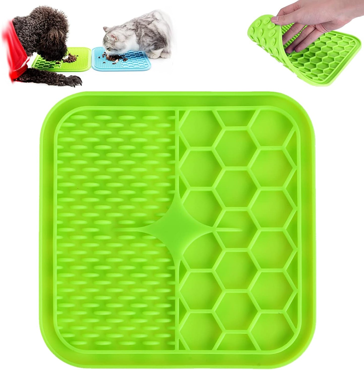 Lick Mat for Dogs, Dog Lick Mat with Suction Cups for Anxiety, Peanut Butter Dog Licking Mat Slow Feeder Dispensing Treater Lick Pad for Dogs Cats Grooming Bathing and Training (Grey)