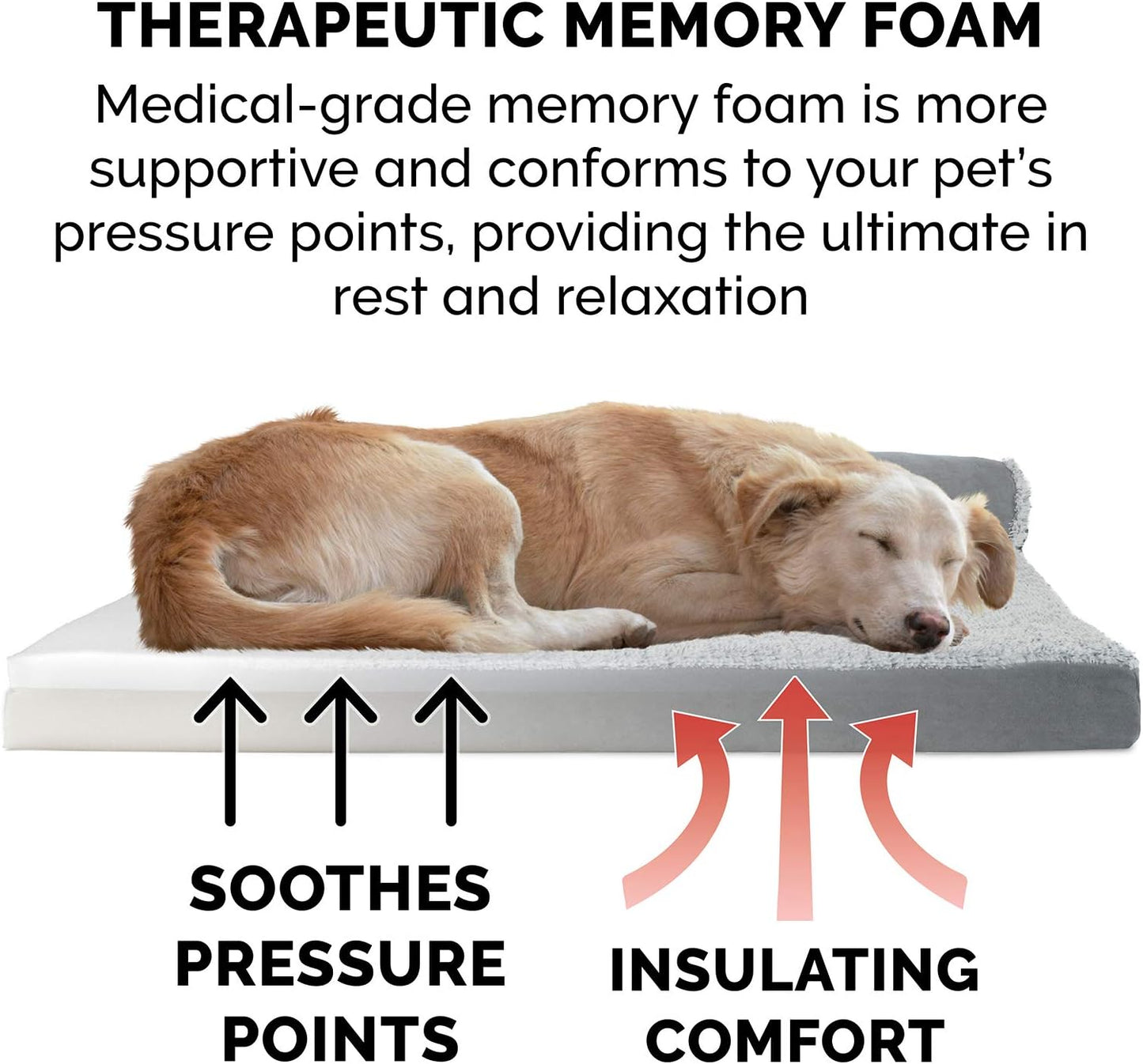 Furhaven Memory Foam Dog Bed for Large Dogs w/ Removable Bolsters & Washable Cover, For Dogs Up to 95 lbs - Two-Tone Plush Faux Fur & Suede L Shaped Chaise - Espresso, Jumbo/XL