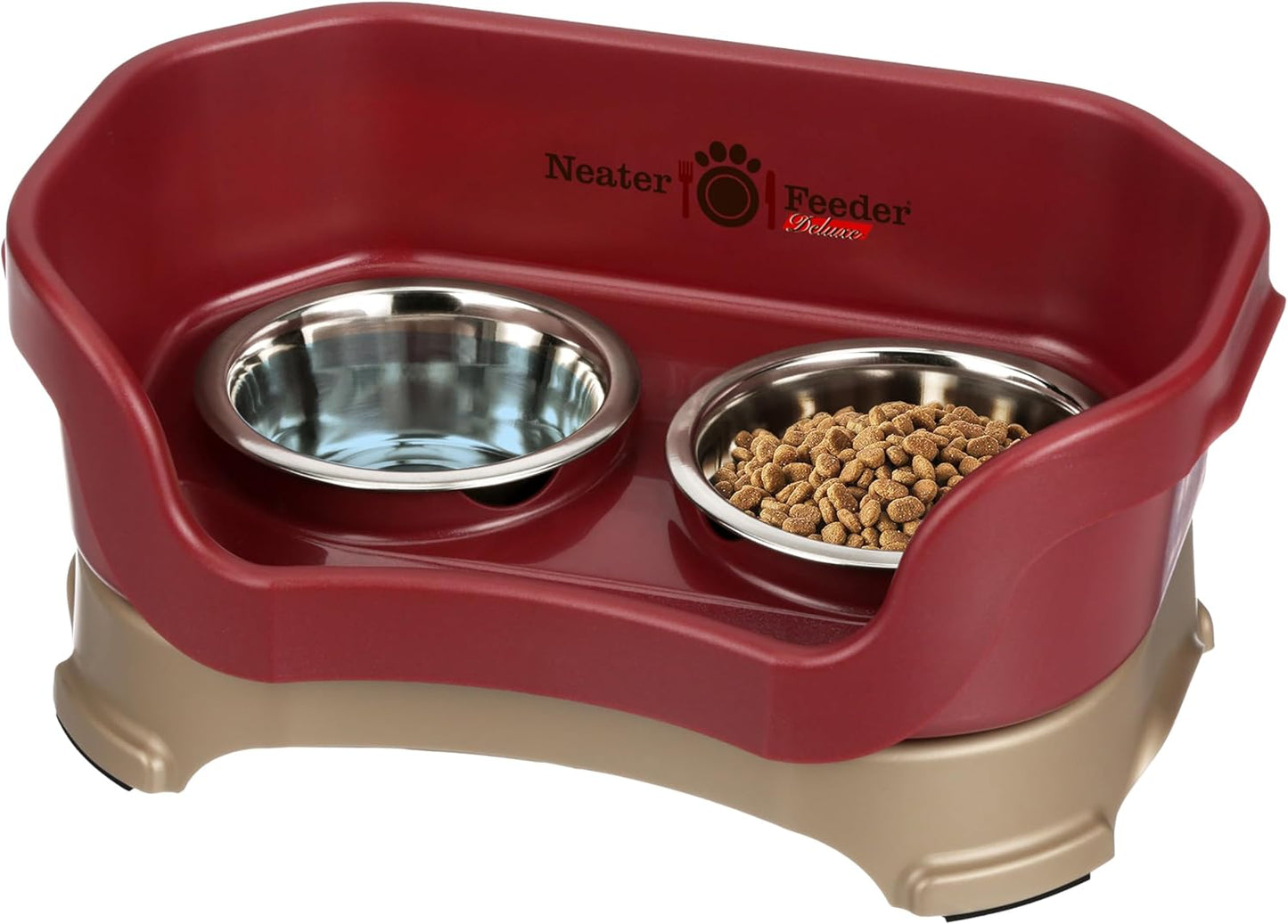 Neater Pet Brands Neater Feeder Deluxe Mess Proof Dog Bowls Elevated for Large Dogs Over 40 lbs, Made in USA, No Spill Raised Dog Food Bowl Stand Feeding Station, Food and Water Bowl Set, Black