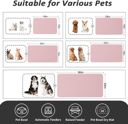 HotLive Dog Food Mat - Absorbent Cat Mat for Food and Water, No Stains Pet Feeding Bowl Mat, Easy to Clean Pet Placemats, Quick Dry Dog Water Dispenser Mat for Messy Drinkers | Paw Dark Grey 12"x 19"