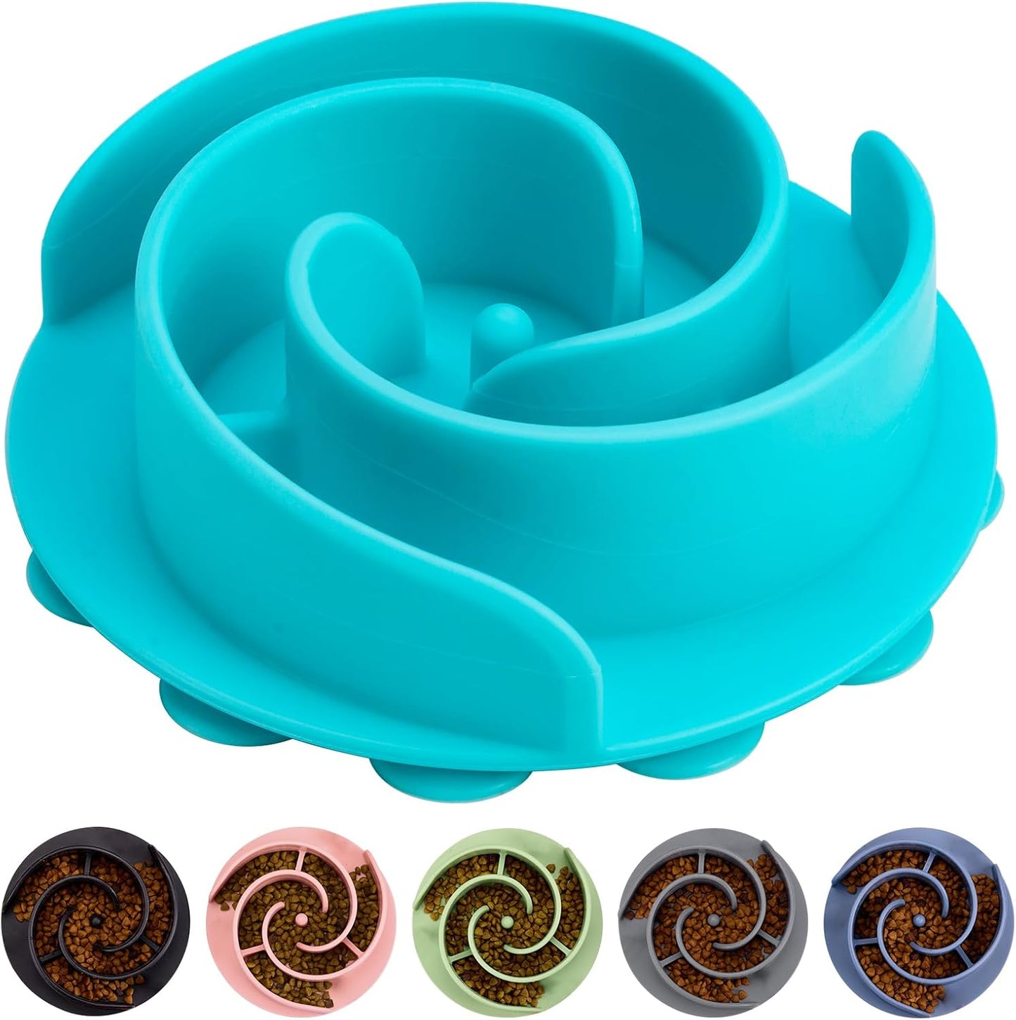 Slow Feeder Dog Bowls Insert, Bestalk Soft Silicone Slow Eating Feeder Insert with Suction Cups for Small, Medium and Large Dogs, Fit into Basic and Elevated Dog Bowls, Dark Blue
