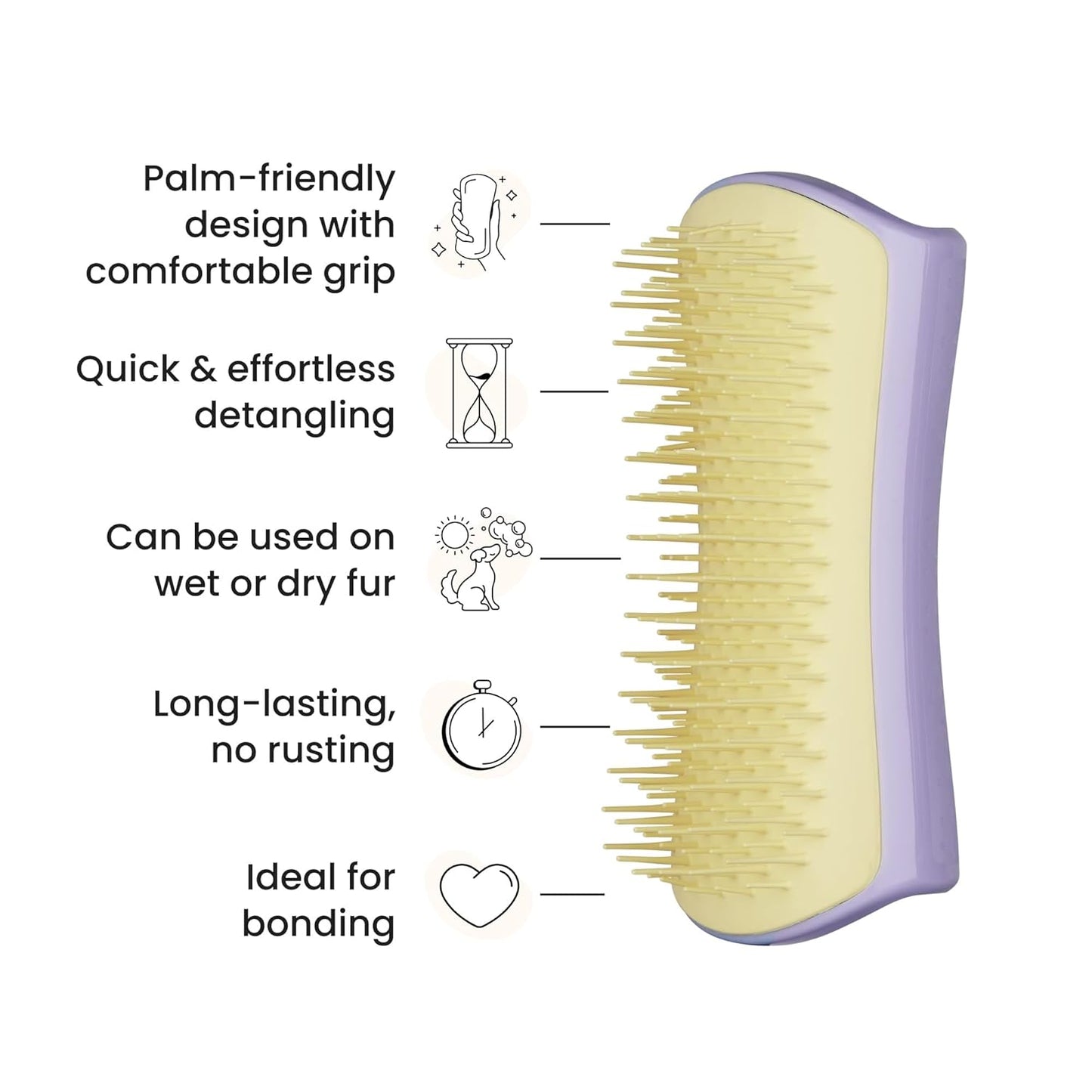 Pet Teezer Detangling Dog Grooming Brush, Dog Bath Brush for Long Haired Breeds and Wet or Dry Fur, Large, Navy & Orange