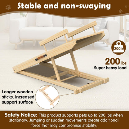 Dog Ramp for Couch with Non-Slip Silicone Mat, 39" Wooden Pet Ramps for Small Dogs, Hold up to 100lb, Adjustable Height from 11.41" to 20.47", Portable Stable Pet Step for Sofa Stairs