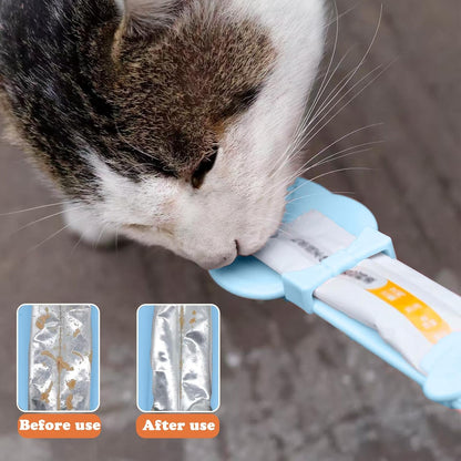 Pet Can Opener & 3 Pcs Cat Food Can Lids | Universal BPA Free Silicone Covers & Multi-Function Wet Food Spoon for Cat and Dog Food(Dark Blue)