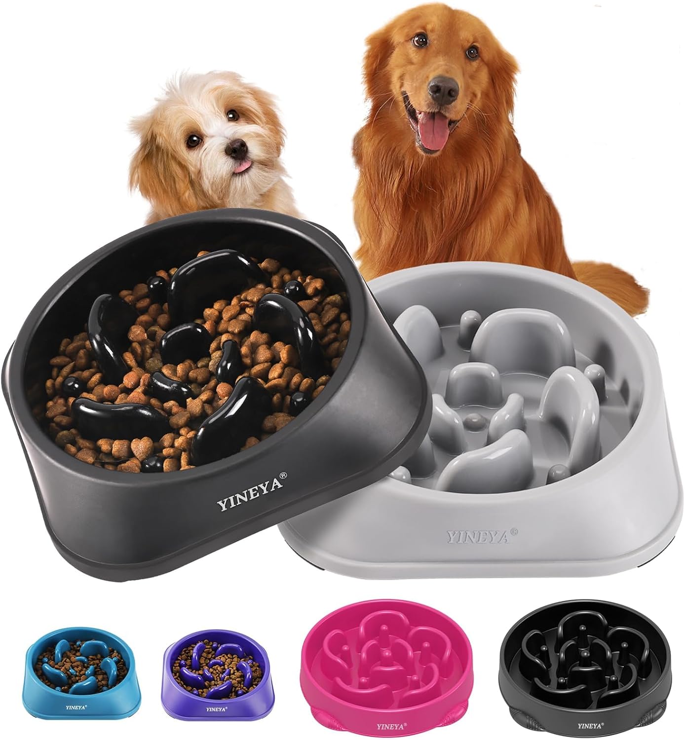 YINEYA Slow Feeder Dog Bowls, Pet Supplies that Slow Down Eating, Pet Food Bowls, Maze Dog Puzzle Feeder for Medium Breed