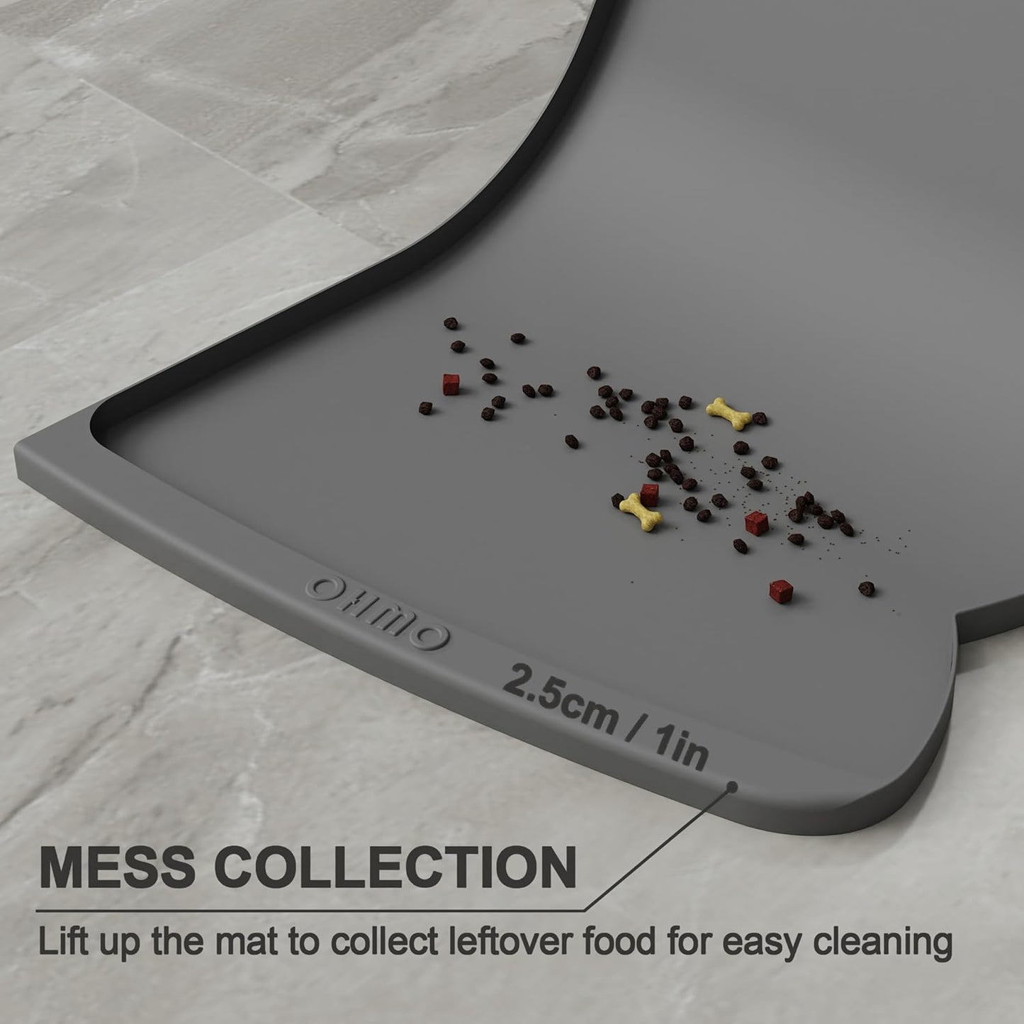 OHMO - Cat Food Mat, Silicone Pet Feeding Mat for Floor Non-Skid Waterproof Dog Water Bowl Tray, Easy to Clean Pet Placemat (Erythrinus, 18 * 9.8'')