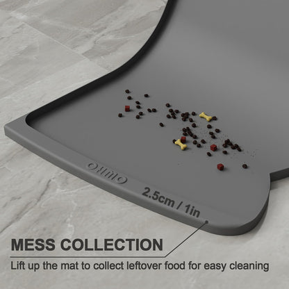 OHMO - Cat Food Mat, Silicone Pet Feeding Mat for Floor Non-Skid Waterproof Dog Water Bowl Tray, Easy to Clean Pet Placemat (Erythrinus, 18 * 9.8'')