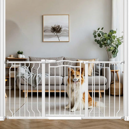 Fairy Baby 62.5"-71.6" Extra Wide Baby Gate Pressure Mount, Long Large Dog Gate Indoor Doorways Stairs, No Drill Safety Child Gate for Kids with Double Lock, Walk Thru Pet Gate for Puppy Doggy, Black