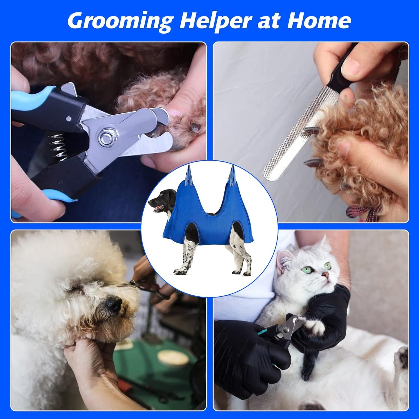 ATESON Pet Grooming Hammock with Nail Clippers/Nail Trimmers/Grooming Scissors, Dog Grooming Harness for Nail Trimming, Pet Grooming Sling Helper