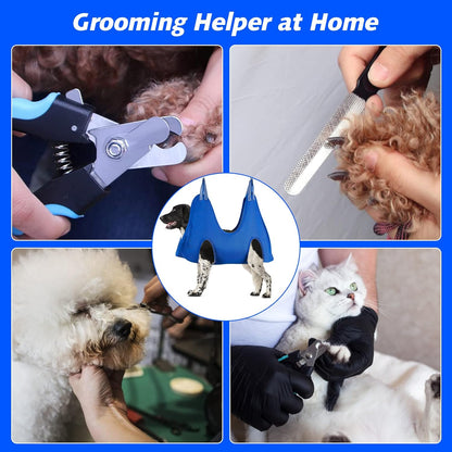 ATESON Pet Grooming Hammock with Nail Clippers/Nail Trimmers/Grooming Scissors, Dog Grooming Harness for Nail Trimming, Pet Grooming Sling Helper