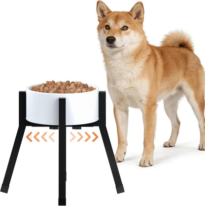 Piskyet Raised Dog Bowl Stand for Large Dogs Adjustable Elevated Dog Bowl Fits 6-10" Bowls, Height Adjustable to 7.6-15" Tall,Single Food and Water Stand Feeder(Bowl not Included)