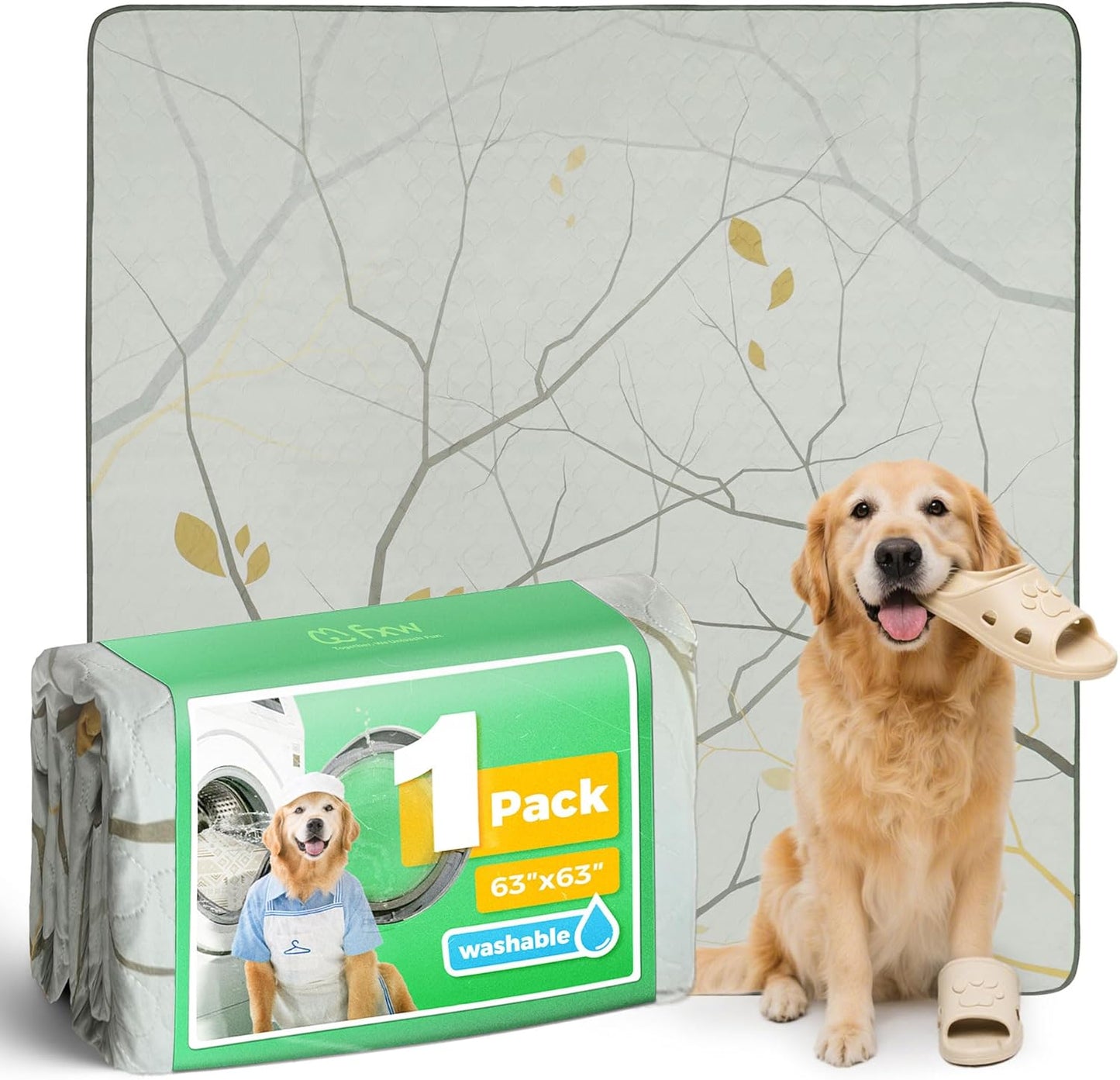 FXW Washable Pee Pads for Dogs, Puppy Pads with Super Absorbent, Specifically Designed for FXW Rollick/Homeplus 24inch 6 Panels Dog Playpen, 39" x 63" Rectangle, Khaki, 1 Pack