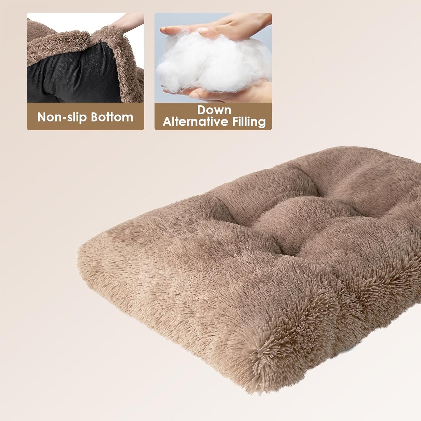EHEYCIGA Fluffy Dog Crate Bed for Medium Dogs, Plush Faux Fur Crate Pad, Calming Anti Anxiety Medium Dog Bed, Washable Soft Warm Crate Mat with Non-Slip Bottom