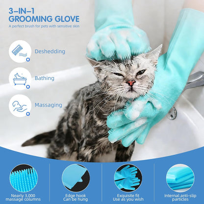 Aglads 8PCS Cat Rabbit Bunny Dog Grooming Kit,Self-Cleaning Brush,Nail Clipper,Grooming Glove,Massage Brush,Flea Comb,Towel&Travel Bag,Complete Grooming Tools for Long&Short Haired Pets(8, blue)