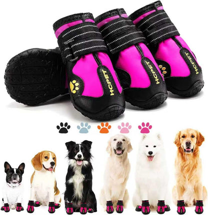 Hcpet Dog Boots, Dog Shoes for Large Dogs, Medium Dog Boots & Paw Protectors, Anti-Slip Dog Booties for Hot Pavement Winter Snow Hiking with Reflective Straps Black Size 6